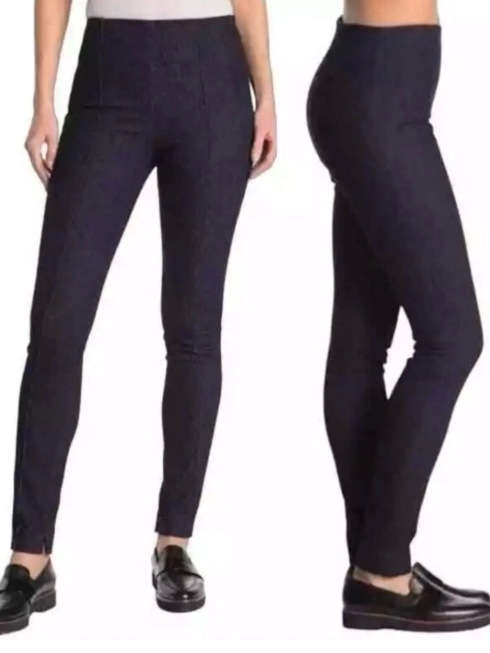 Theory Black Slim High-Waist Tapered Pants